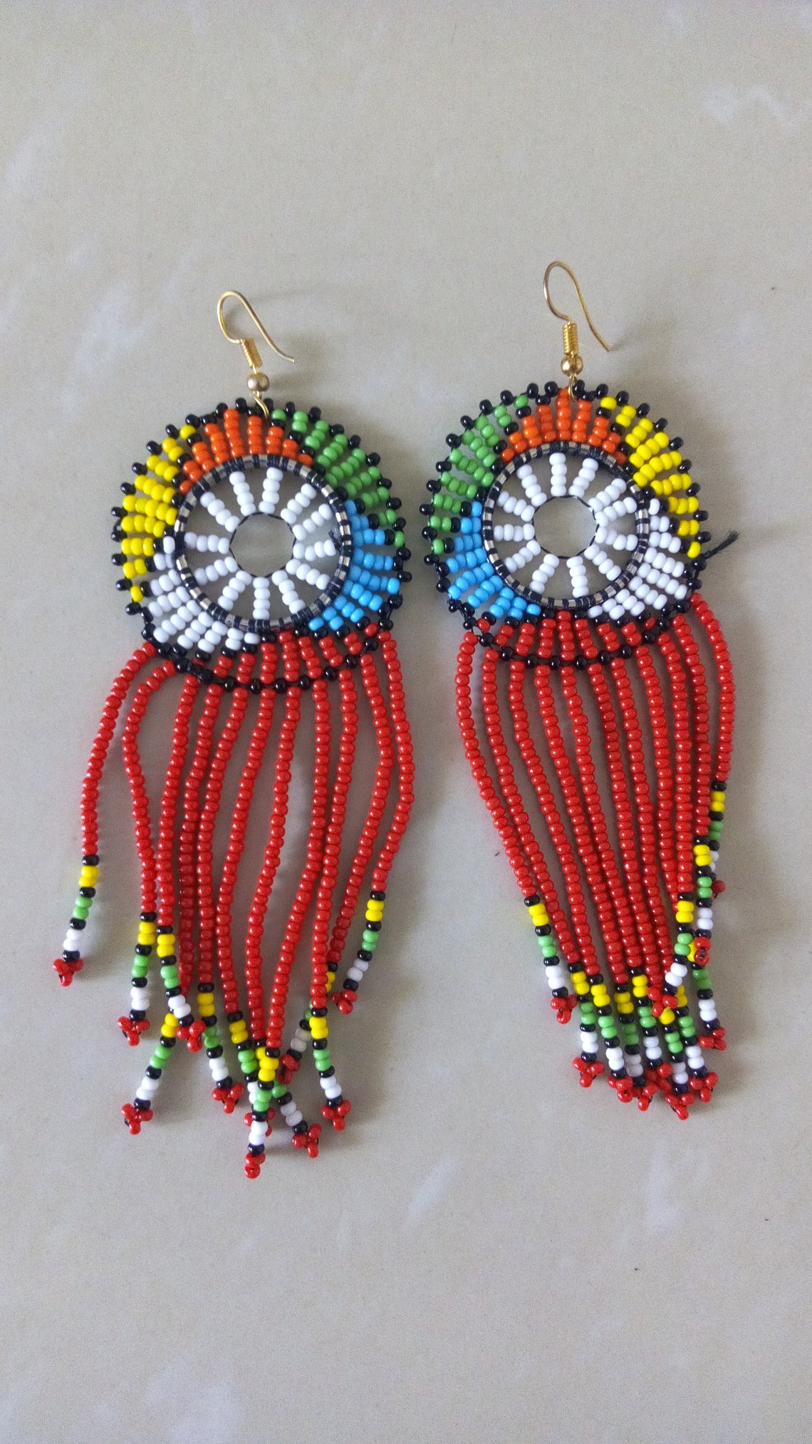 ON SALE Zulu Beaded Earrings African Earrings Red Beaded Etsy