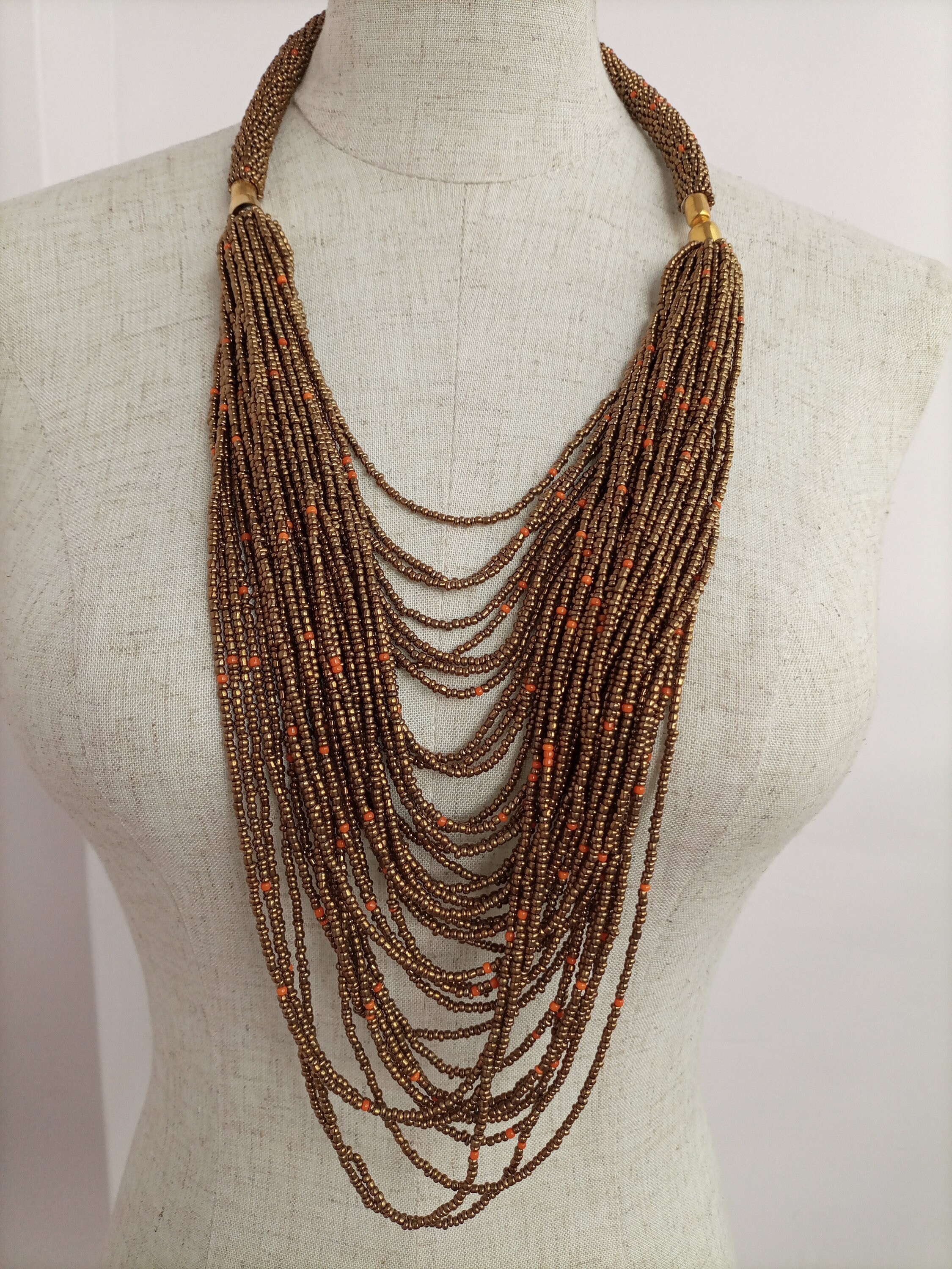 Copper seed 2024 bead necklace paparazzi