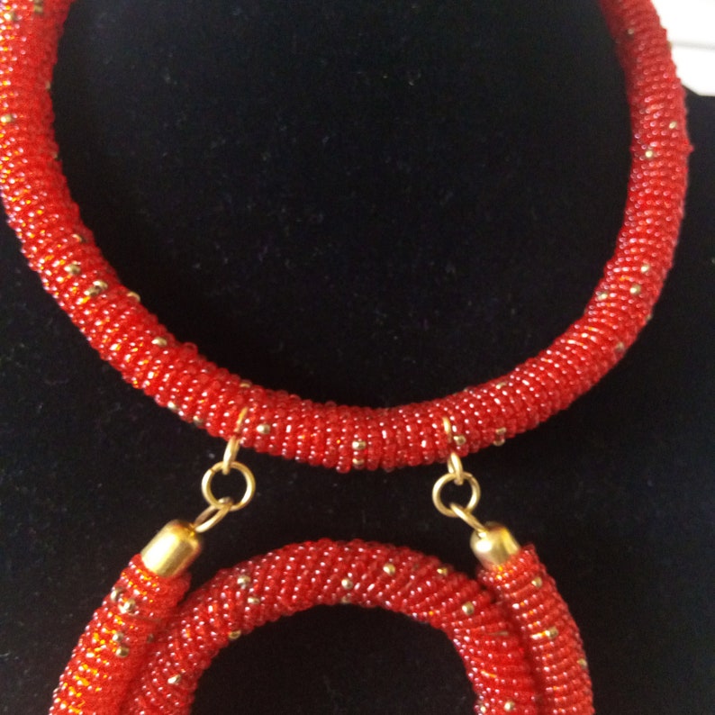 Gift Ideas ON SALE African Beaded Pendant Necklace Women Jewelry Boho Necklace Beaded Necklace African Red Jewelry Tribal Necklace