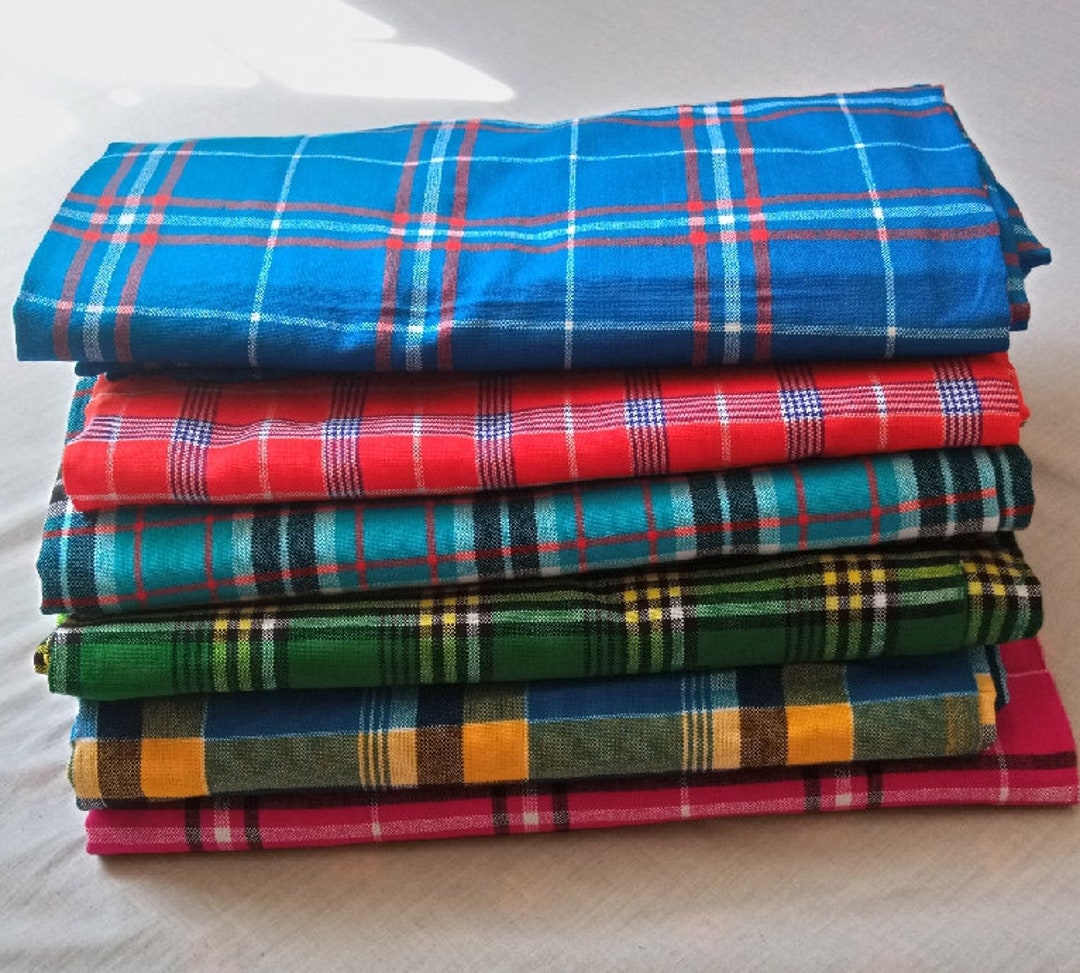 TWO (2) Beautifully Crafted Original Kenyan Maasai/Masai Multi-colored  Shuka blanket- Masai/African Maasai shuka (blanket) - Masai shuka picnic mat