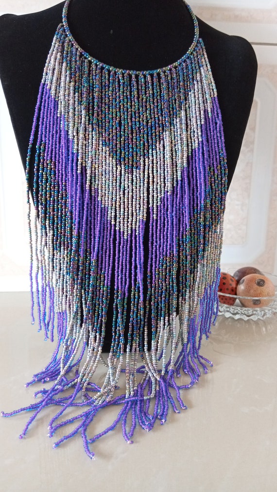 ON SALE Handmade Multi strand Necklace Beaded Necklace Masai