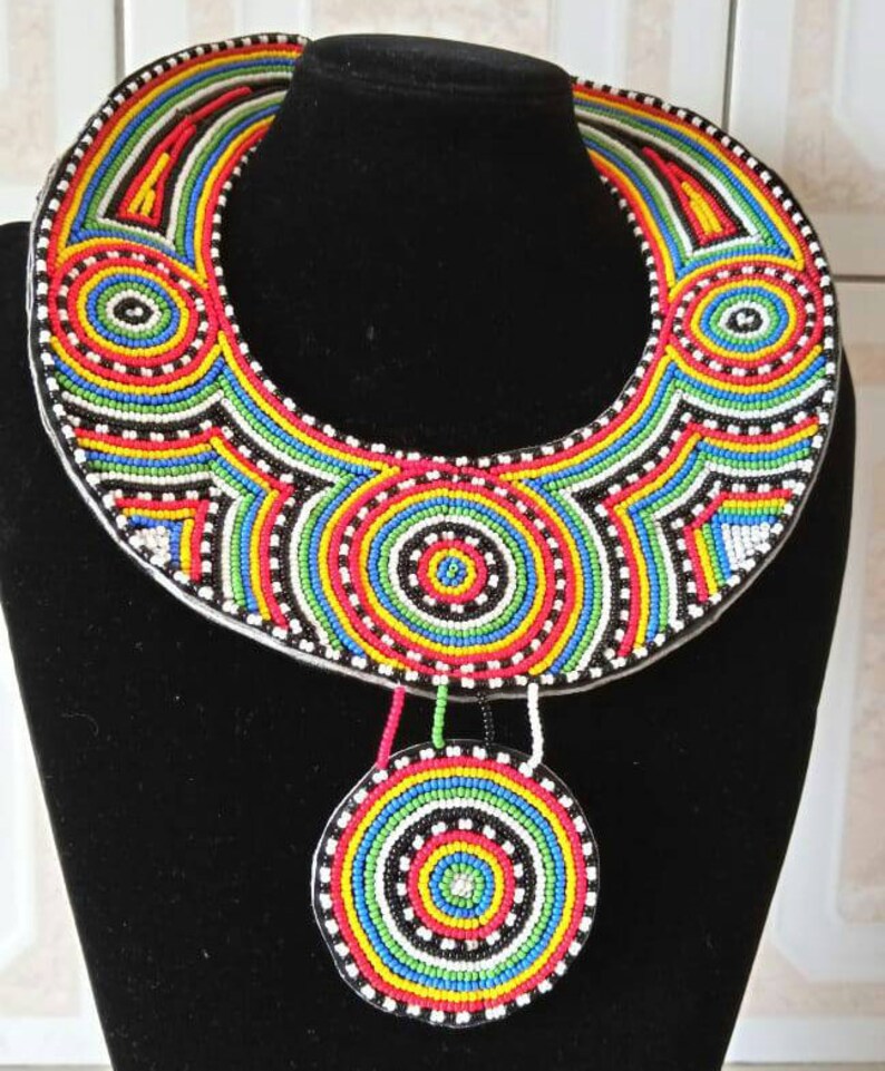 ON SALE African Beaded Collar Necklace Masai Beaded Necklace Etsy