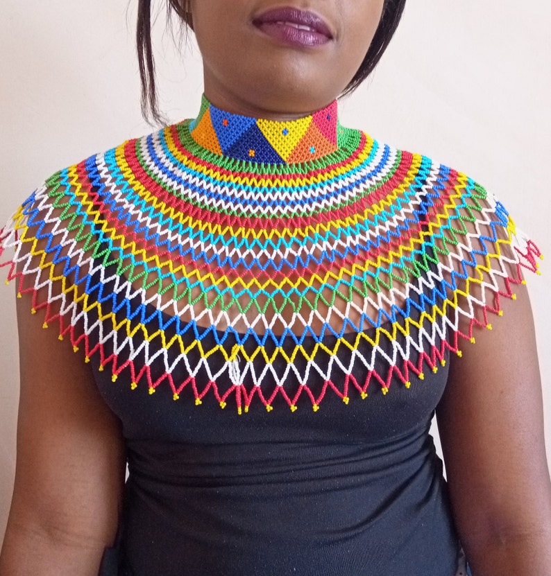 ON SALE African Multicored Necklace Zulu Necklace Beaded Etsy