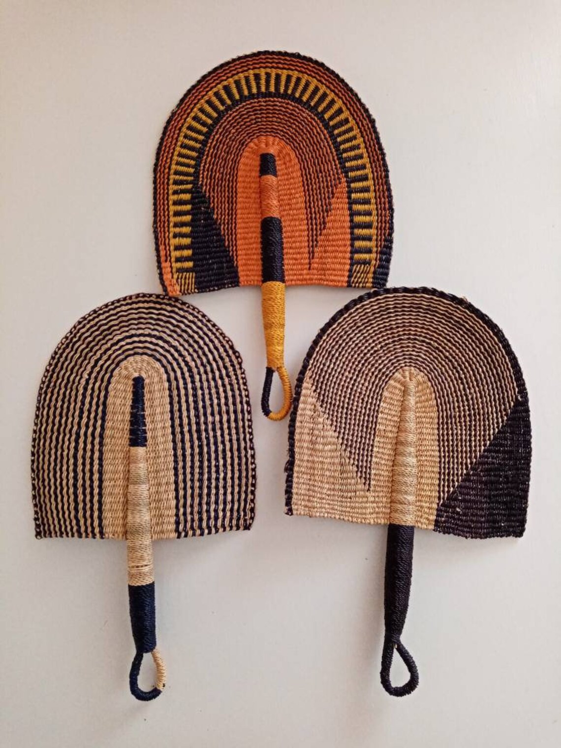 ON SALE Assorted Woven Hand Fan Wicker Fan African Wall Etsy