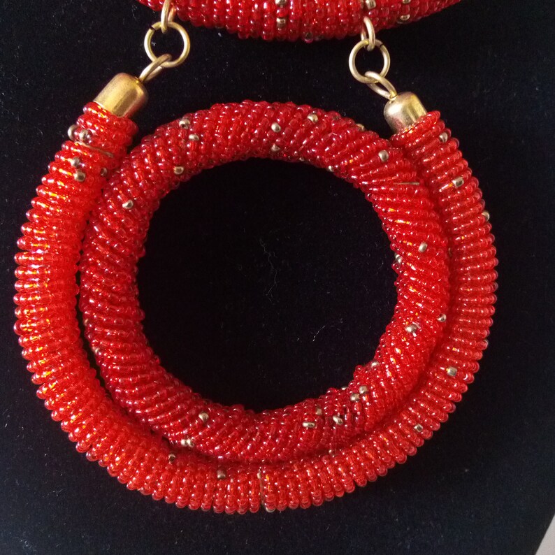 Gift Ideas ON SALE African Beaded Pendant Necklace Women Jewelry Boho Necklace Beaded Necklace African Red Jewelry Tribal Necklace