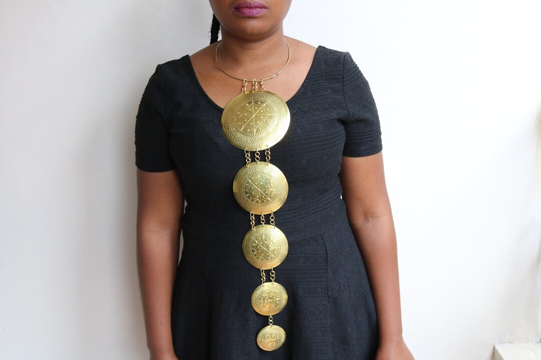 ON SALE African Brass Metal Necklace Handmade Trendy Jewelry Etsy