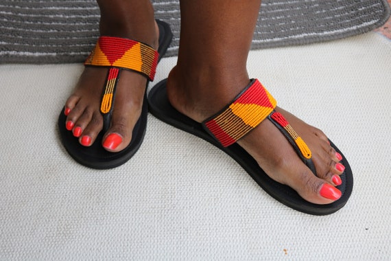 ON SALE Colorful Africa Leather Sandals handmade Summer | Etsy