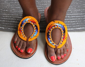 ON SALE Brown Leather Sandals, Gladiator Sandals, Summer Shoes, Gift for Her, Sandals, Boho sandals, Maasai sandals, African shoes, Shoes