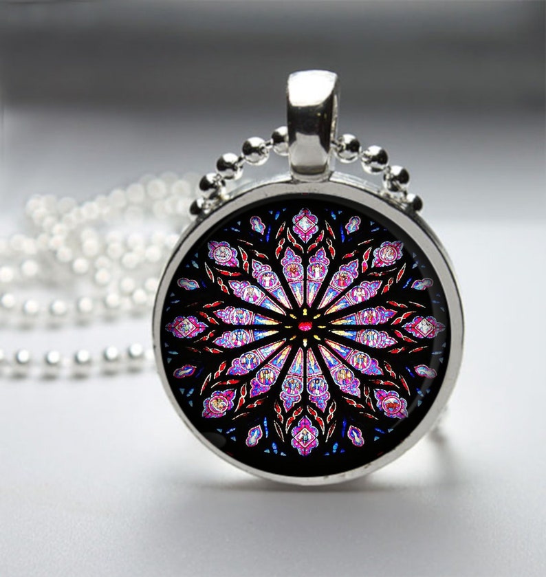 Stained Glass Window Pendant Necklace Etsy