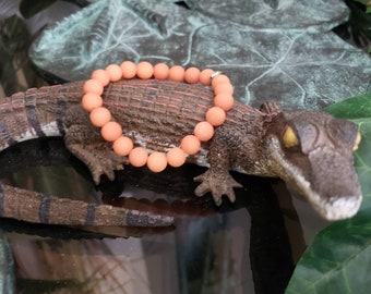 Orange Jade Bracelet, College Sports Team Swamp Colors, Alligator Lovers Game Day Jewelry, School Spirit, Student Parent, Elastic Stretch