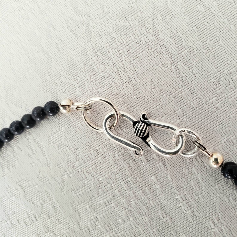 Goldstone and Silver Navy Blue Necklace Handmade gift- Casual or Formal One of a Kind for Her birthday