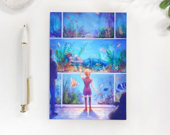 Aquarium Fantasy Mermaid Art Print Illustration | Magical Merman Watercolor Style | Original Poster Artwork