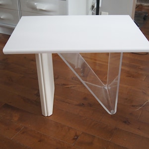 Vintage Luxo Rama Wood Acrylic Side Table-Space Age Table-Postmodern Side Table-Retro Wood Acrylic Table