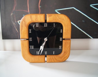 70s Wood Acrylic Wall Clock-Postmodern Wall Clock-Retro Wood Wall Clock- Living Room Wall Clock- Man Cave