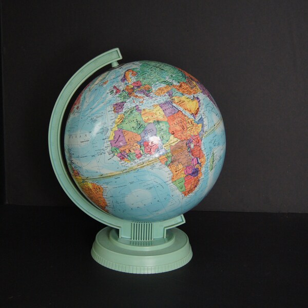 Vintage Plastic Repogle Globe De Scolaire Mondiale Repogle Globes INC. Le Roy M Tolman-Vintage Globes-60s World Globe-Repogle Globe French