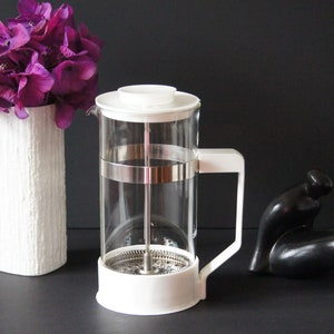 Vintage Bodum Tall White Coffee Press-Space Age Plastic Coffee Press-Bodum Plastic White Coffee Press-Espresso Press