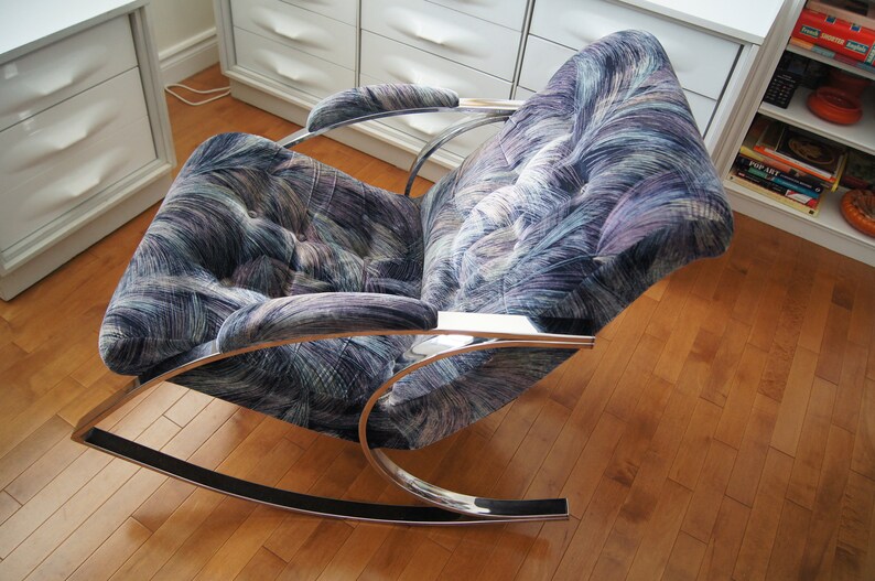Vintage Bercante Chrome Rocking Chair, Memphis Style - Etsy