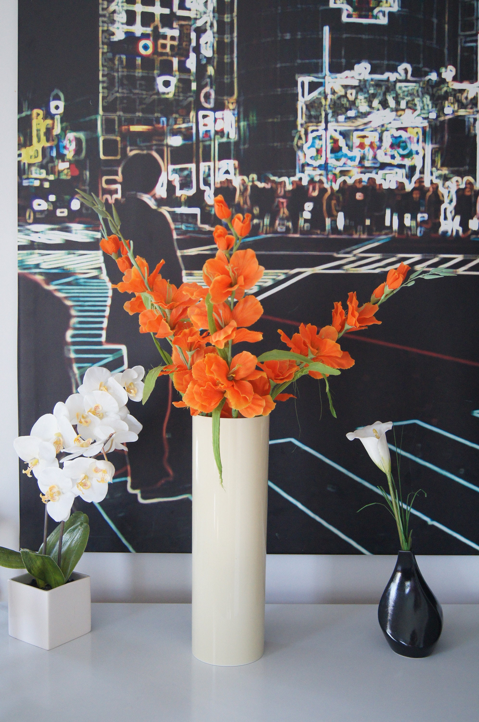Vintage Jacques Bedat Acrylic Cylinder Vase, Retro French Decor