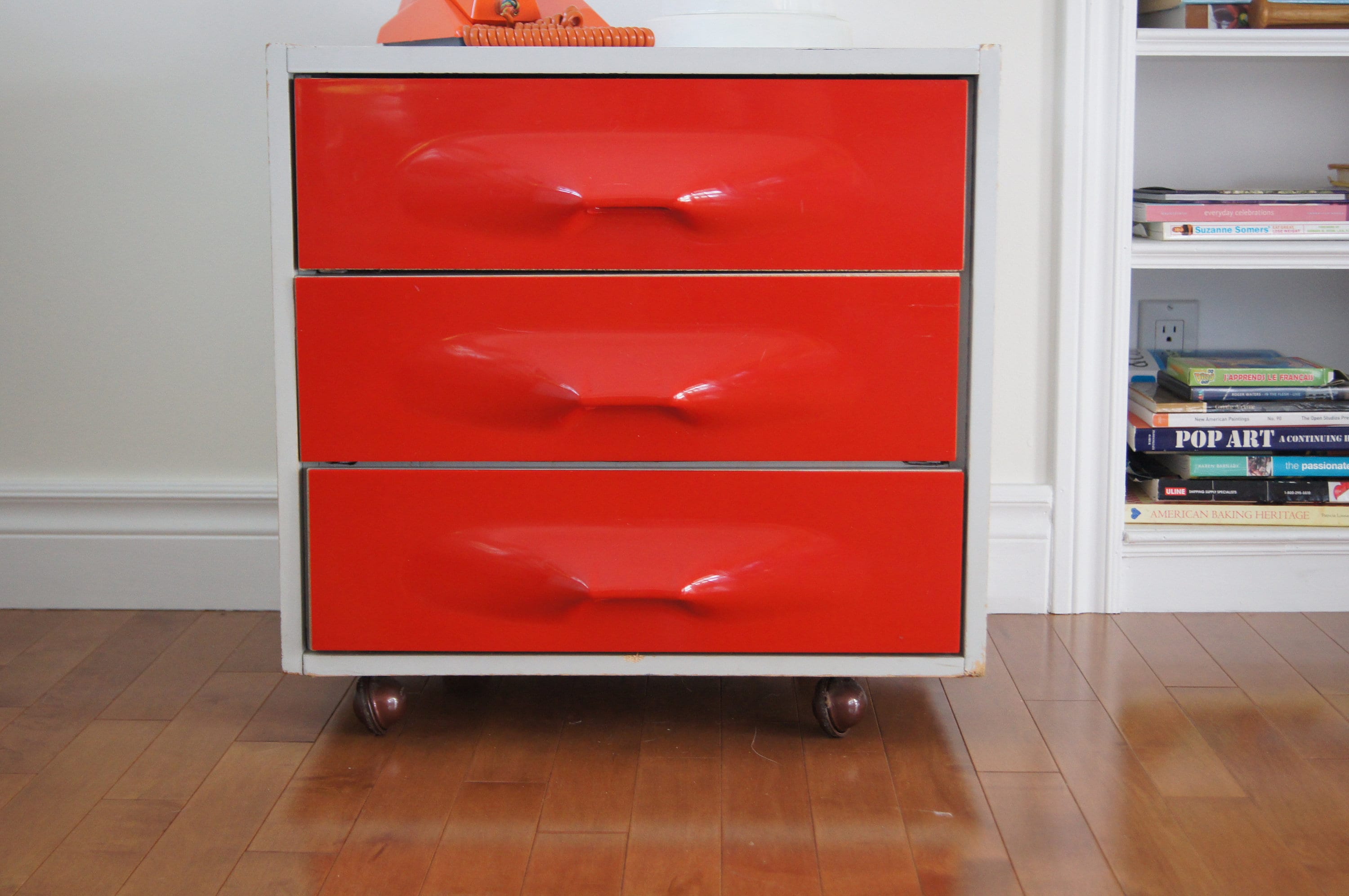 1970&#39;s Treco Space Age Cherry Red By Giovanni Maur for Raymond Loewry- Space Age Plastic-Vintage Treco Side Dresser-Retro Treco 70s for sale  