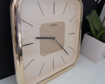 Vintage Citizen Watch CO LTD Wall Clock - Ciizen Watch Wall Clock - Citizen Gold Quartz Watch Wall Clock- Retro Wall Clock - Living Room
