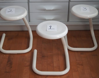 Paperclip White Metal Stool - SPace Age Stool - Retro White Stool - 18" Height Paperclip Stool - Postmodern Designer Stool