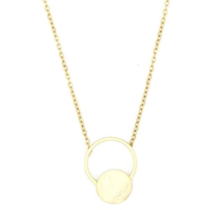 Circle necklace with hammered plates, gold or silver plated. Minimalist, fine and classic