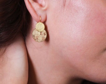 Minimalist earrings with corkinlay, gold or silver! Sergio Engel jewelry