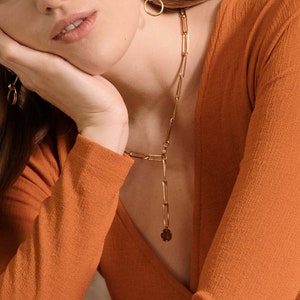 Plate Ypsilon chain gold-plated or silver-plated, 51 cm, variable wearing length, handmade jewelry