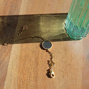 Minimalist gold or silver plate bracelet with patinated brass plates. Multiple colors to choose from!