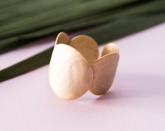 Ring gold or silver. Adjustable. Matt finished brass. Handmade. Perfect gift