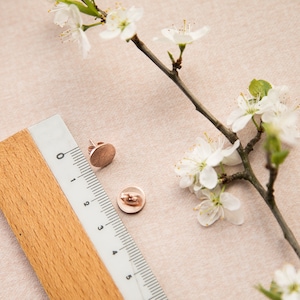 Stud earrings 10 mm gold, rose gold or rhodium-plated. Brushed circle, round. Super subtle, delicate and minimalist. image 5