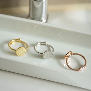 Minimalist gold, rose gold or rhodium plated ring, refined brass, brushed and adjustable. Great gift