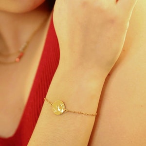 Minimalist plate bracelet in rose, gold or silver colors. handmade jewelry