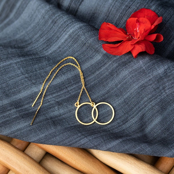 Pull-through earring gold, rose or silver colored, gold-plated brass. Ring. Minimalist. lemon&pink. Handmade jewelry