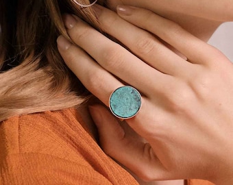 Statement ring gold or silver, patinated brass plates. Multiple colors to choose from!