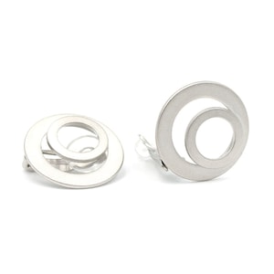 Clips d'oreilles double cercle en plaqué or ou rhodié Argent