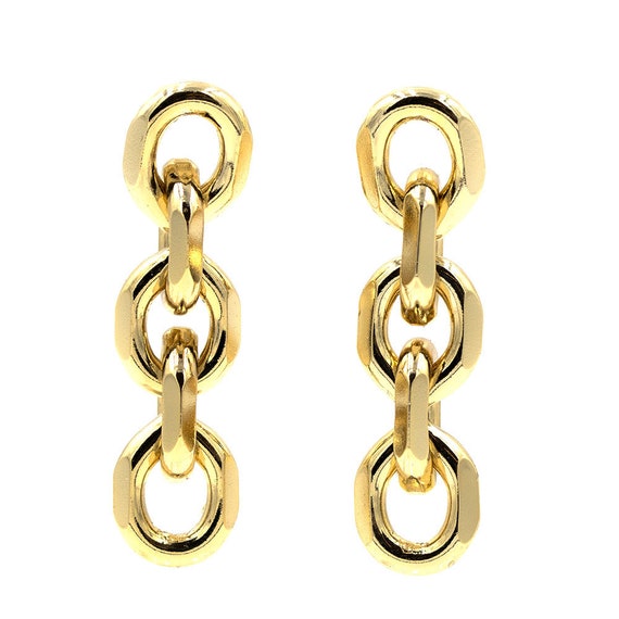 Unoaerre Orecchini Di Catena Fine In Oro Con Cabochon In Quarzo
