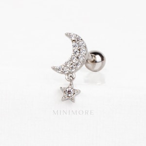 NEW! Dangled Cartilage Earring, Butterfly Flatback Stud, Flatback Helix Stud, Butterfly Tragus Earring, Dangled Flatback,Externally Threaded