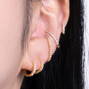 925 Sterling Silver CZ Paved Wrap Earring, Cartilage Cuff Earring, Conch Cuff earring, 20G butterfly backing Cuff in Gold, Silver