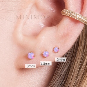 20G Flatback Stud, Tiny Theadless Opal Stud, 2/2.5/3mm Pushpin Stud, Nose Lip Rings