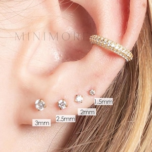 16-20g Tiny Threadless 1.5/2/2.5/3mm CZ Stud, Thlreadless Labret, CZ Labret, Flat Back, Forward helix, Nose rings, Lip rings, Entire Steel