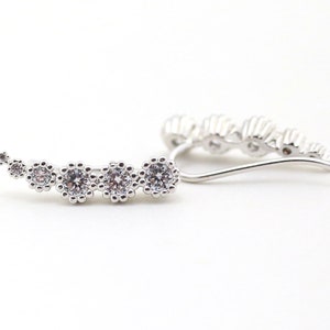 CZ Bar Ear cuff, Ear Climber, Bar cartilage cuff, Ear cuff, Dainty earring, Prong-set Bar earrings, CZ ear cuff, Line earrings