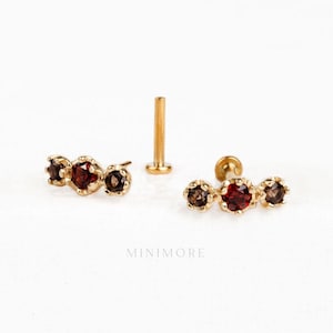 NEW!-NATURAL STONE-Moonstone Threadless Push Pin Stud, 16-20g Pushpin Stud, 5-10mm Length Flatback Earring, Silver Flatback Stud, Dangled