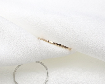 Surgical Steel Flat Faceted Ring, Dainty Ring, Tiny Gold Ring, Thin Ring, Skinny Stacking Ring, Plain Gold Ring, Giftforher