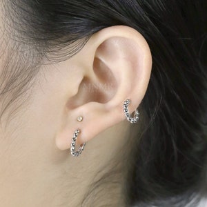 Cerceaux de cartilage, boucle d’oreille perlée en argent sterling 925, cerceau perlé Vermail, Helix Hoop, cerceau de conque intérieur, cerceaux hypoallergéniques