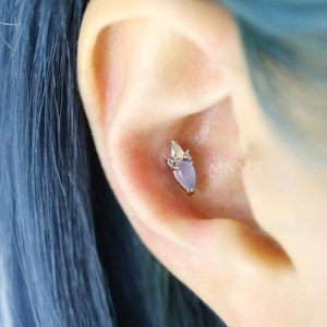 Moonstone Cluster Earring, Cartilage Earring, Moonstone Stud, Moonstone Stud, Conch, Cluster Earring
