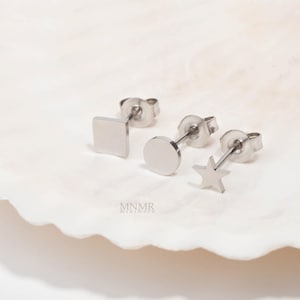 FLASH SALE! Four Style of Shape Earrings, Squad Game Earrings, Circle, Triangle, Square, Star Earrings, Surgical steel Studs, Entire Steel
