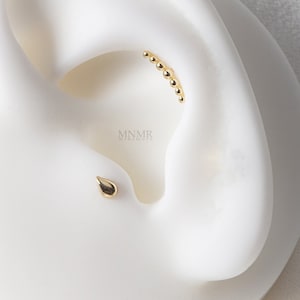 Cartilage Bar Earring, 10K Long Bar Conch Stud Earring, Helix Stud, 20g Cartilage Earring, Long Bar Earring, 20g piercing, Tragus Stud