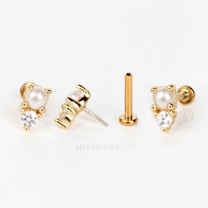 NEW! Silver Threadless Push Pin Stud, 16-20g Push-Pin Stud, 5-10mm Length Flatback Earring, 14K Vermeil Flatback Stud
