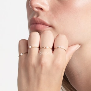NEW! 14K Gold Filled Timeless Pearl Ring, Dainty Pearl Ring, Tiny Gold Ring, Thin Ring, Stacking Ring, Pearl Gold Ring,
